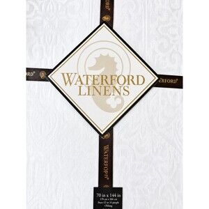 Waterford Linens Sarah Tablecloth White Anniversary Wedding Christmas 70x84"